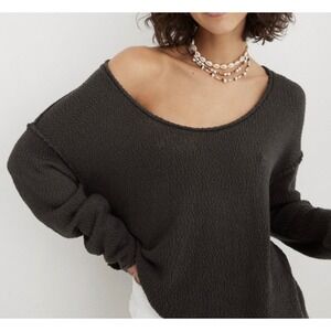 Aerie Oversized Voop Sweater in Gray Size Large Loungewear Casual Knit Cozy